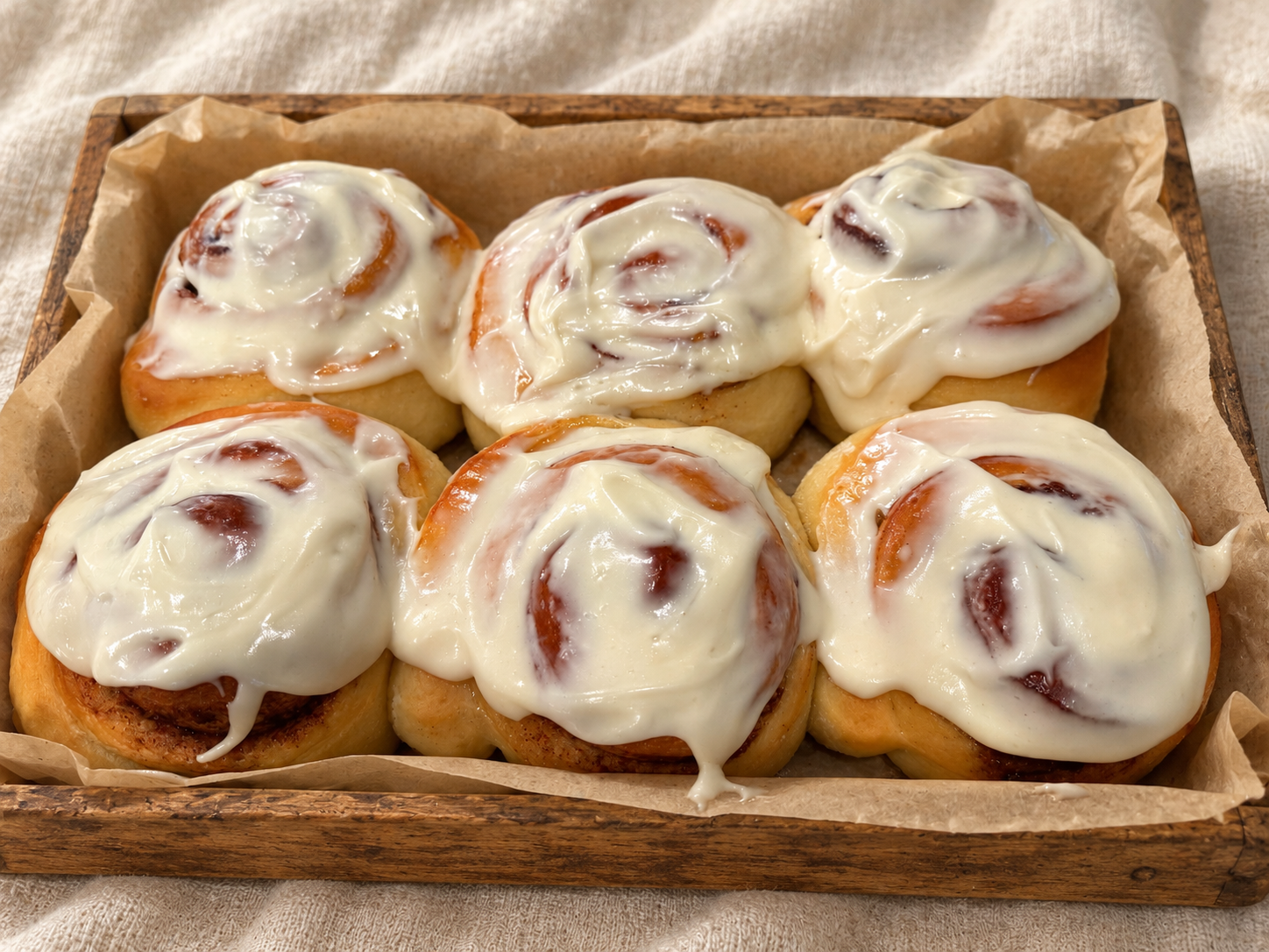 Our homemade frosted cinnamon rolls